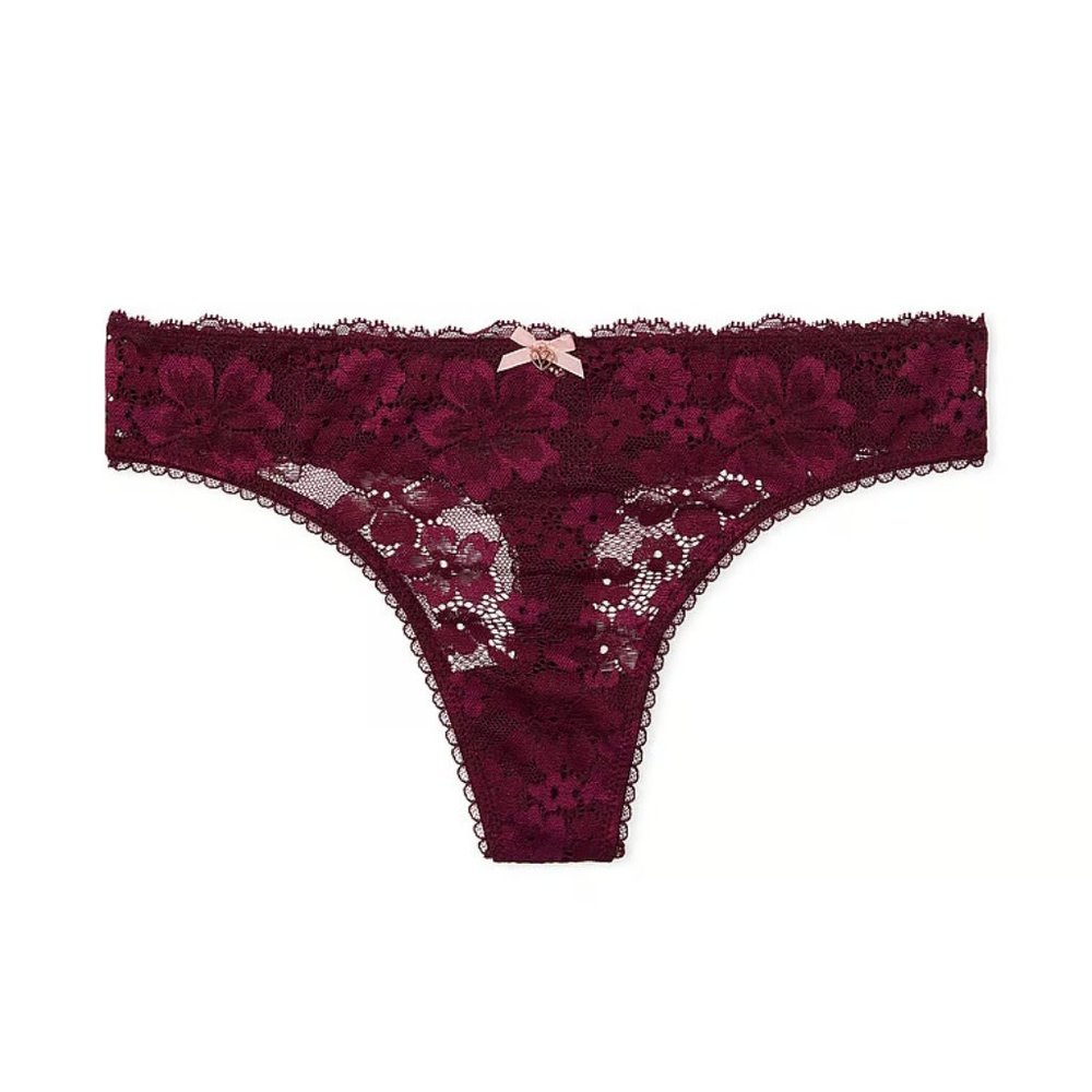 Lace-Front Thong Panty - Kir - Victoria's Secret - NWT